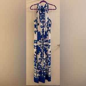 STATE Royal Blue and White Patterned Maxi Dress